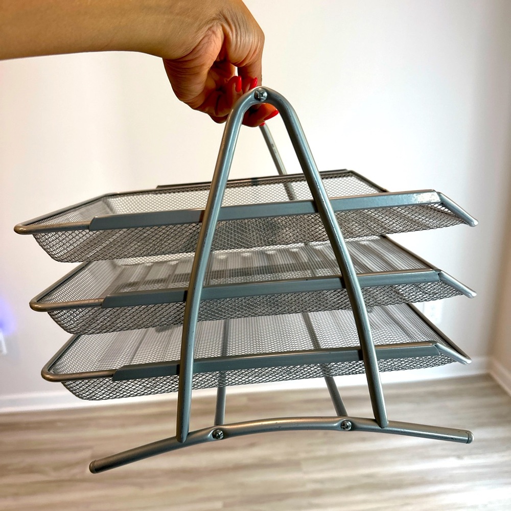 3 Tier Wire Paper Tray Holder Used for Books